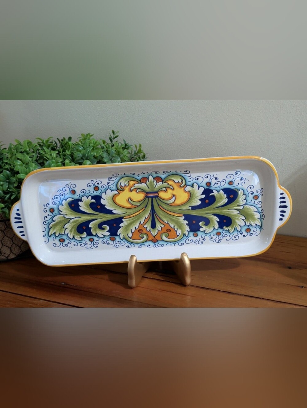 Nova Deruta Hand-Painted Ceramic Serving Tray